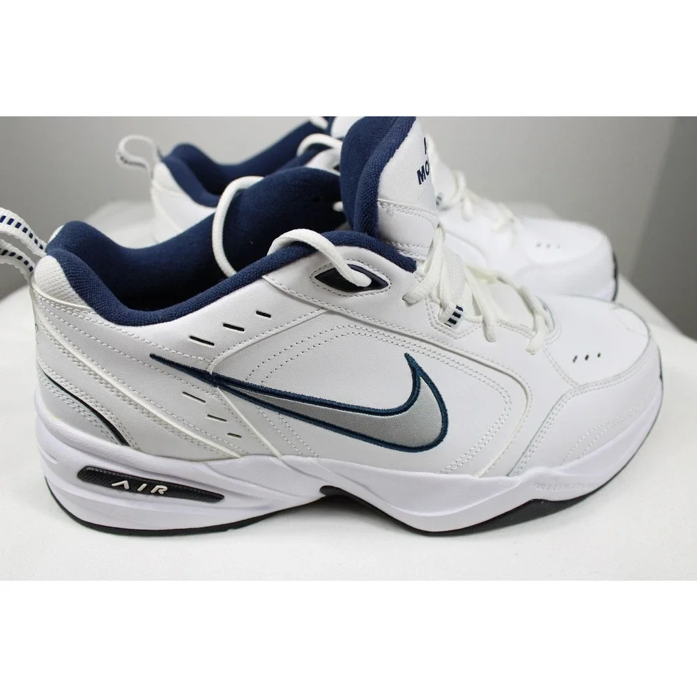 Nike Air Monarch IV Mens Training Shoes Sneakers Size 12 4E White Navy